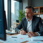 Analyste financier auditant un portefeuille énergétique sur plusieurs écrans pour identifier les risques d'interchange non programmé