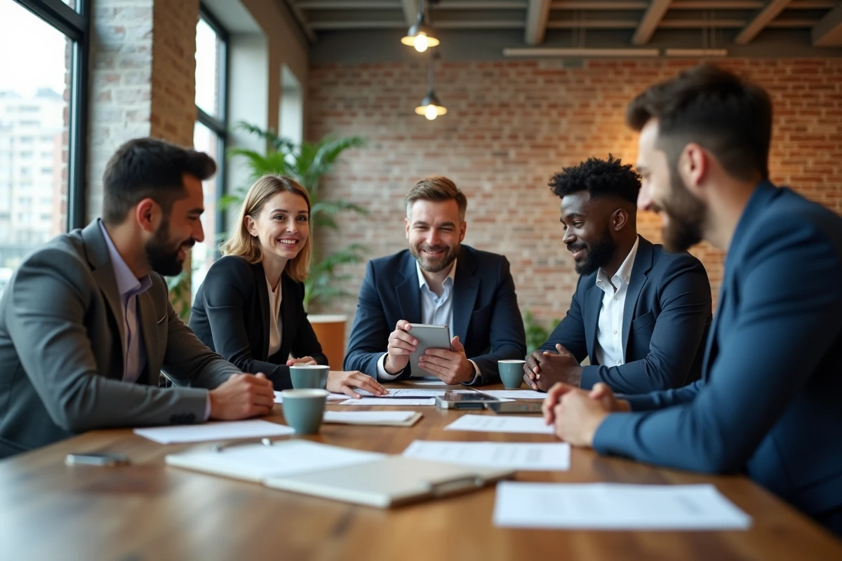 Groupe de collègues collaborant autour d une table
