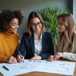 Equipe diverse en réunion dans un bureau moderne