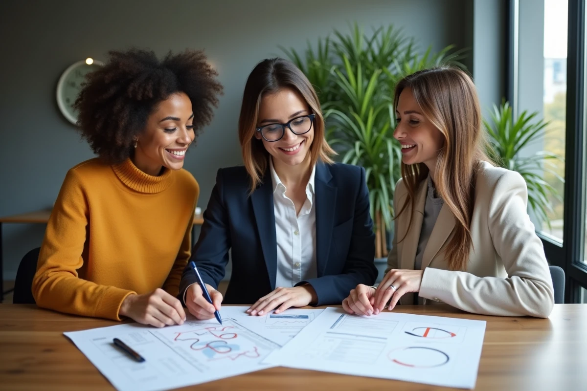 Equipe diverse en réunion dans un bureau moderne