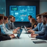 Groupe de professionnels en réunion dans un bureau moderne