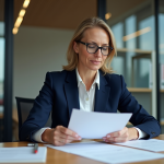 Femme d'affaires en réunion dans un bureau moderne