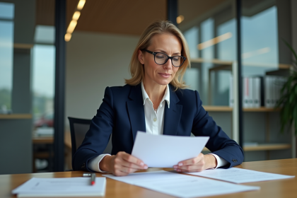 Femme d'affaires en réunion dans un bureau moderne