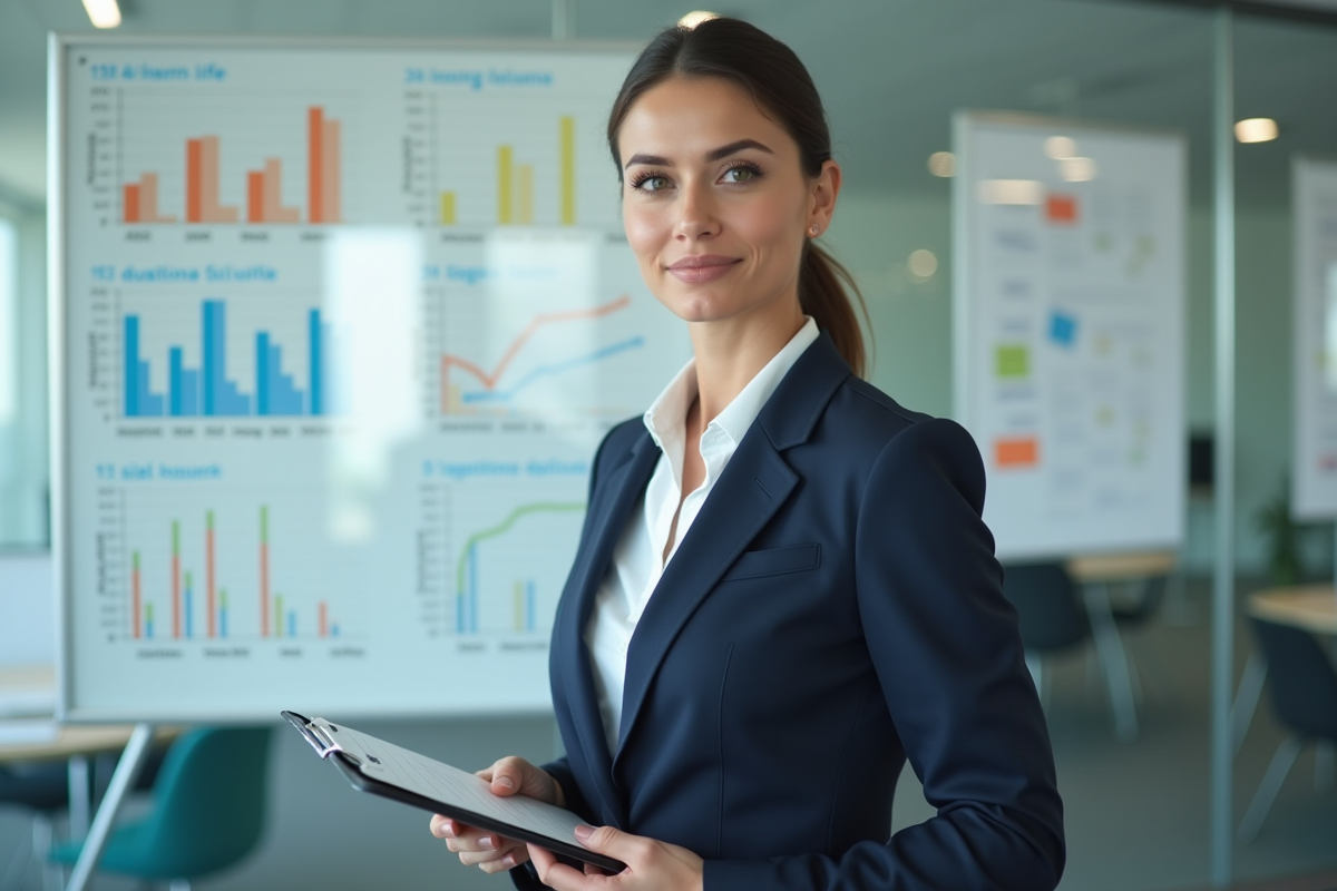 Femme compliance en portrait dans un bureau