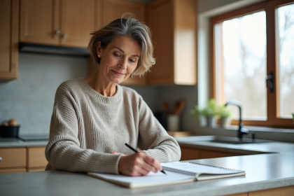 Femme d'âge moyen planifiant ses dates importantes