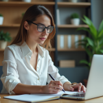 Femme professionnelle en réunion dans un bureau moderne