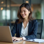 Femme d affaires en costume dans un bureau moderne