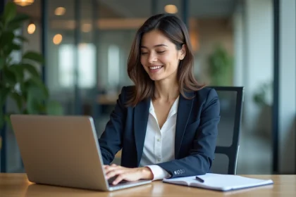 Femme d affaires en costume dans un bureau moderne