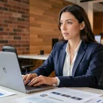 Fondatrice de startup en visioconférence avec un expert conseil dans un espace de coworking moderne