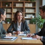 Groupe de professionnels en réunion dans un bureau moderne