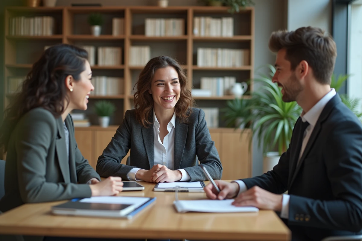 Groupe de professionnels en réunion dans un bureau moderne