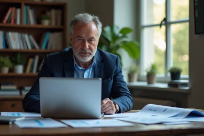 Homme d age en bureau parisien moderne et professionnel