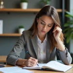 Jeune femme professionnelle en bureau moderne pour SEO