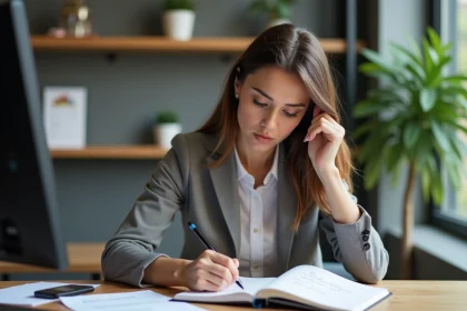 Jeune femme professionnelle en bureau moderne pour SEO