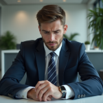Jeune homme en costume dans une salle d'attente moderne