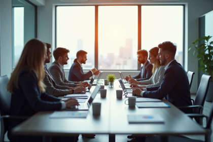 Réunion d'affaires avec fournisseurs et gestionnaires d'achat